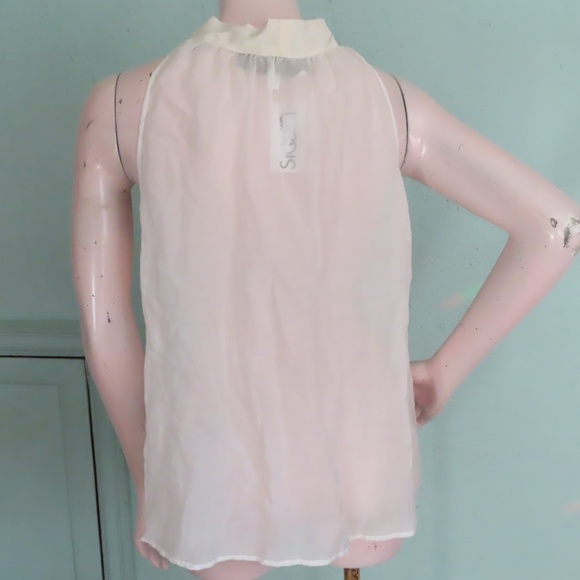Rory Beca SHEER Sleeveless Top  Blouse Peekaboo Front NWT Silk Cotton - Picture 3 of 8